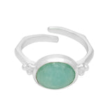 Silver Plated Amazonite Gemstone Adjustable Statement Rings, Wholesale jewelry