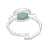 Brass Silver Plated Amazonite Gemstone Adjustable Statement Rings, Wholesale jewelry