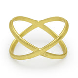 925 Sterling Silver Gold Plated Criss Cross X Band Rings, Wholesale jewelry