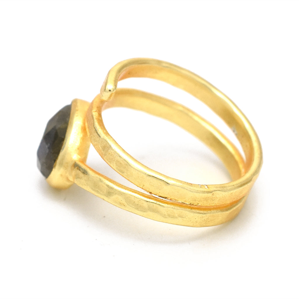 Pear cut Labradorite Ring