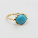 Turquoise rings, birthstone ring, Oval rings, handmade rings, gold plated rings, gifts for her, brass rings, statement rings