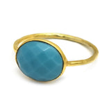 Turquoise rings, birthstone ring, Oval rings, handmade rings, gold plated rings, gifts for her, brass rings, statement rings