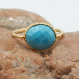 Turquoise rings, birthstone ring, Oval rings, handmade rings, gold plated rings, gifts for her, brass rings, statement rings