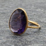 Amethyst Gemstone Statement Rings,