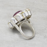 Ruby with Pearl Gemstone Designer Ring,   Statement Ring