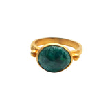 Brass 22k Gold Plated Emerald and Prehnite Gemstone Statement Rings