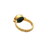 Brass 22k Gold Plated Emerald and Prehnite Gemstone Statement Rings