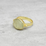 Emerald and Prehnite Gemstone Statement Rings