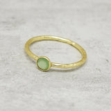 925 Sterling Silver Gold Plated Green Chalcedony Gemstone Statement Rings