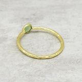 925 Sterling Silver Gold Plated Green Chalcedony Gemstone Statement Rings