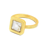 Solid 925 Silver Gold Plated Crystal Stone Rings, Wholesale jewelry