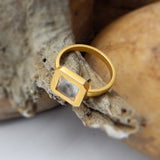 Solid 925 Silver Gold Plated Crystal Stone Rings, Wholesale jewelry