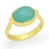 925 Silver Amazonite Statement Rings, Gold Plated Hammered Band Ring, Wholesale jewelry