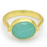 Amazonite Statement Rings,  Hammered Band Ring,