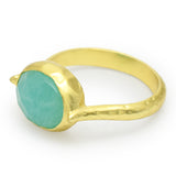 Amazonite Statement Rings,  Hammered Band Ring,