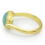 Amazonite Statement Rings,  Hammered Band Ring,