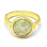 Round Shaped Prehnite Gemstone Ring,  22k  Statement Rings