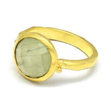 Round Shaped Prehnite Gemstone Ring,  Statement Rings