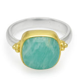 Handmade Dual Tone Amazonite Rings