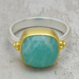 Handmade Dual Tone Amazonite Rings