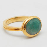 Solid 925 Silver Gold Plated Emerald Gemstone Rings