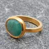 Solid 925 Silver Gold Plated Emerald Gemstone Rings