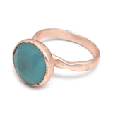 Rose  Aqua Chalcedony and Rose Quartz Gemstone Statement Rings,