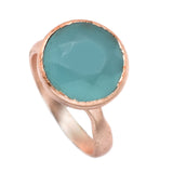 Rose  Aqua Chalcedony and Rose Quartz Gemstone Statement Rings, Wholesale jewelry