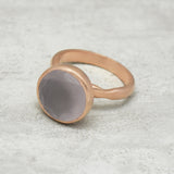 Rose  Aqua Chalcedony and Rose Quartz Gemstone Statement Rings,