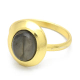 Labradorite Gemstone with Brass 22k Gold Plated Statement Ring, Wholesale jewelry