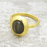 Labradorite Gemstone with Brass 22k Gold Plated Statement Ring, Wholesale jewelry