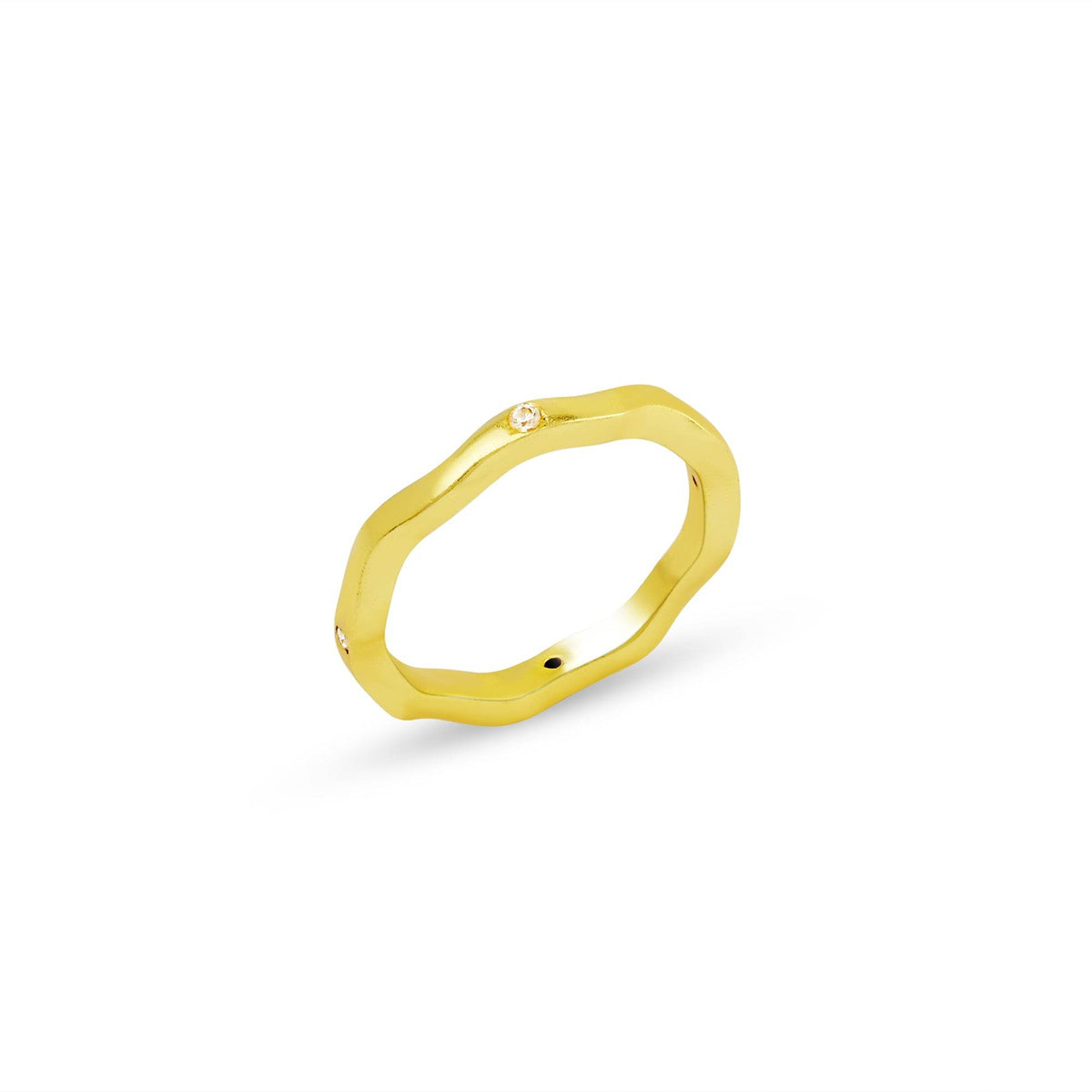 White CZ Wave Band Ring - La Vitá Jewels
