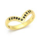 V Shaped Brass 22k Gold Plated Black Onyx Gemstone Rings, Wholesale jewelry