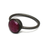 925 Silver Black Rhodium Plated Ruby Gemstone Statement Rings