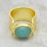 Aqua Chalcedony Statement Rings