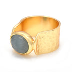 Aquamarine Wide Band Ring