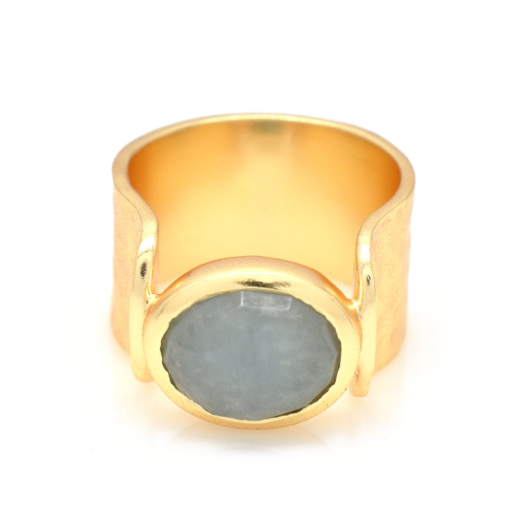 Aquamarine Wide Band Ring