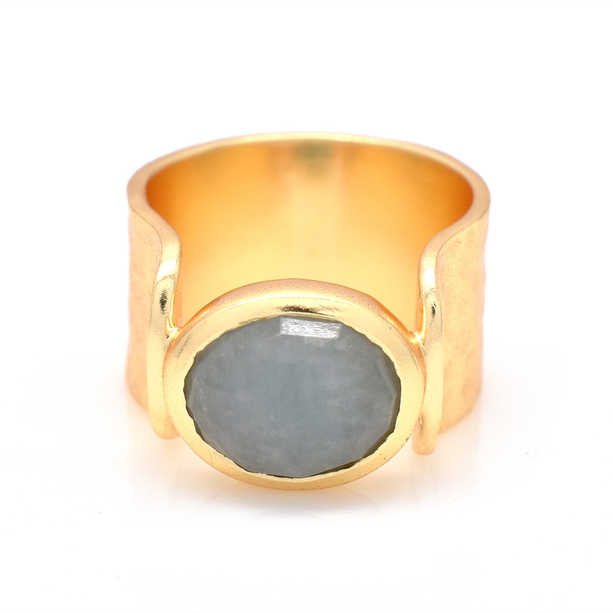 Aquamarine Wide Band Ring