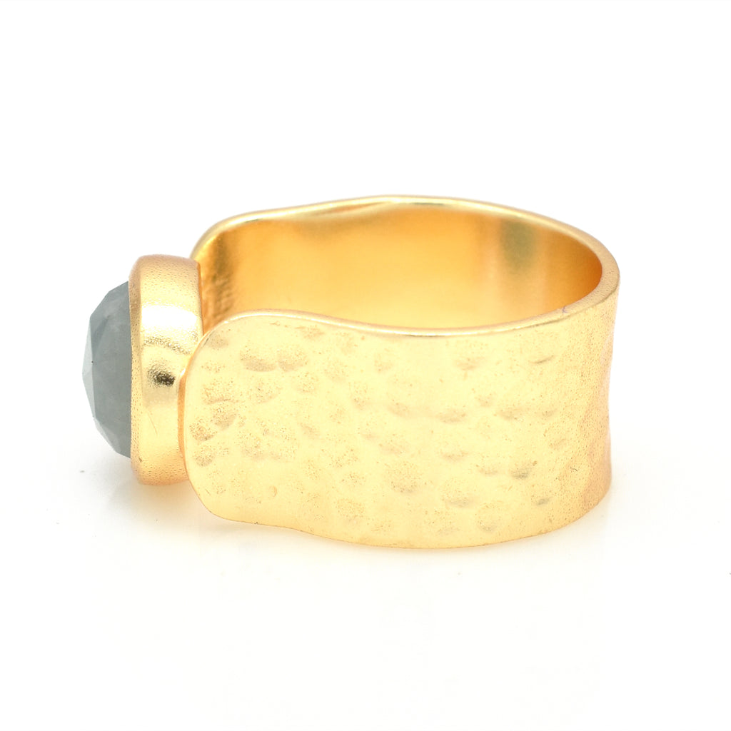 Aquamarine Wide Band Ring