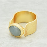 Aqua Chalcedony Statement Rings