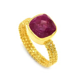 925 Silver Gold Plated Ruby Gemstone Designer Rings, Wholesale Jewelry