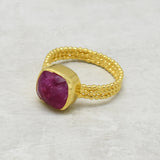 925 Silver Gold Plated Ruby Gemstone Designer Rings, Wholesale Jewelry