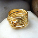 Brass Gold Plated Metal Beads Rings, brass Multi Layer Band Rings, Wholesale jewelry