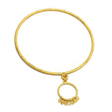 Brass Gold Plated Citrine Gemstone Hammered Metal Bangles