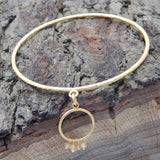 Citrine Gemstone Hammered Metal Bangles