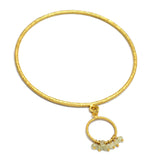 Brass Gold Plated Citrine Gemstone Hammered Metal Bangles