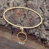 Citrine Gemstone Hammered Metal Bangles