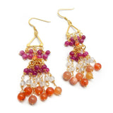 Multi Beads Dangle Earrings in 925 Sterling Silver