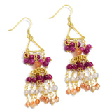 Multi Beads Dangle Earrings in 925 Sterling Silver