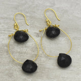 925 Sterling Silver  Black Onyx Dangle Earrings